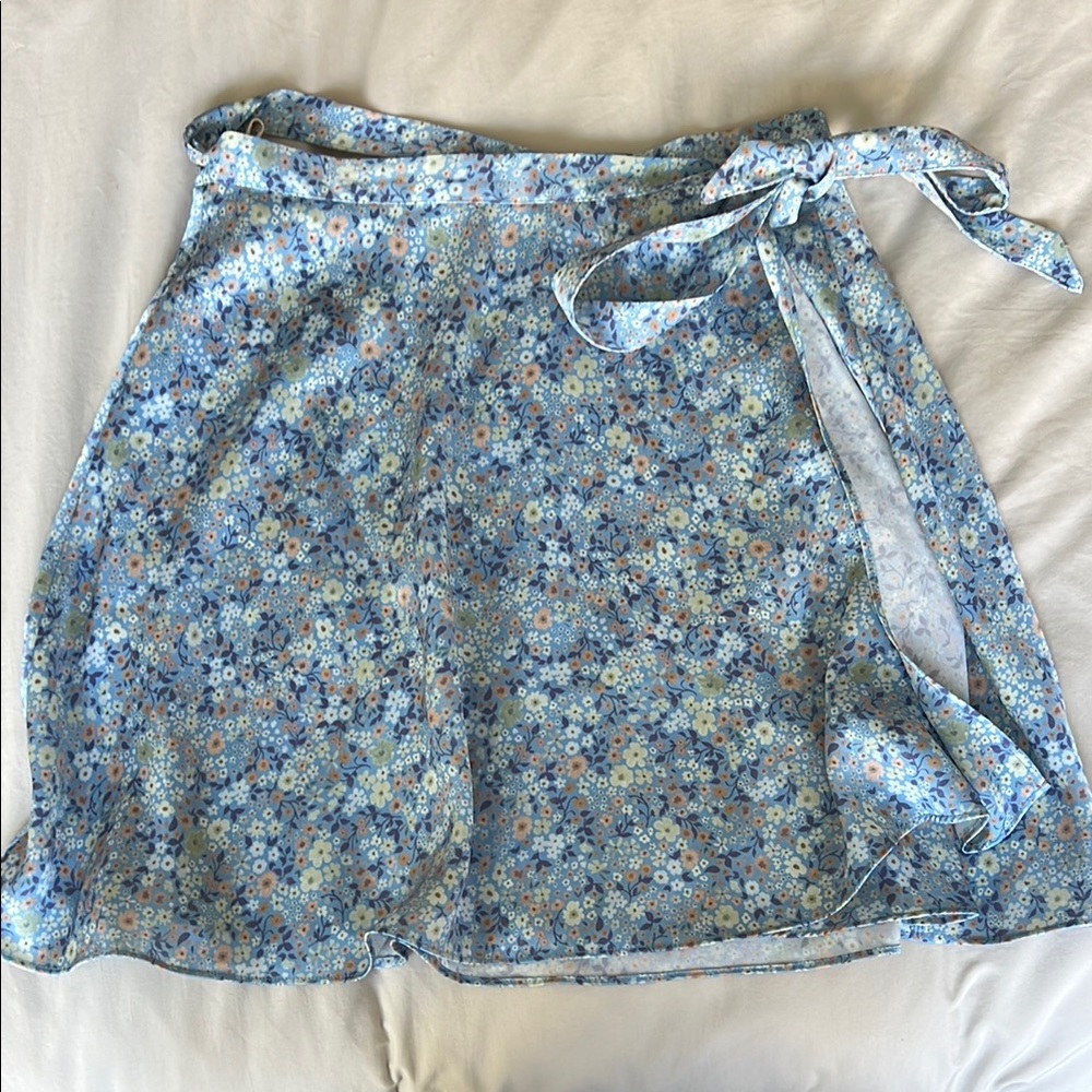 Wilfred Floral Blue Silk Wrap Skirt